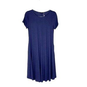 Basic Navy Blue Sleeveless Pocket Dress